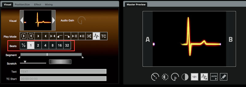 GrandVJ Beat Synchronization playmode display 